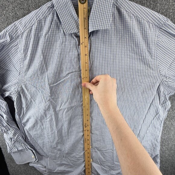 Gitman Bros USA XL Cotton Check Blue American Button Up Long Sleeve Shirt Men - Picture 4 of 16